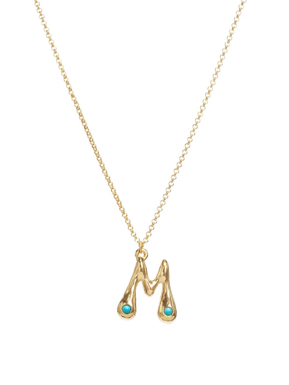 M - Initial Turquoise Bubble Initial Necklace by Mayamar - Picture 3 of 6